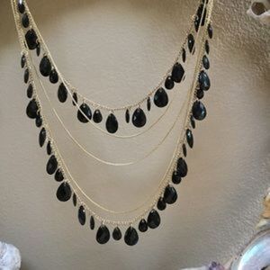 Jaclyn Smith Black multi layered Statement Necklace NWT